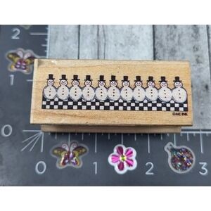 All Night Media Snowman Border 347E Rubber Stamp Wood #B77